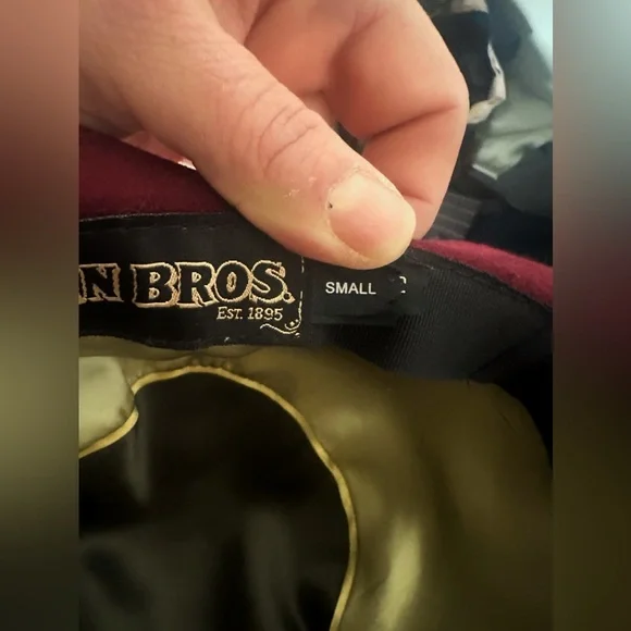 GOORIN BROS WOMENS MAROON BURGUNDY WOOL GREY RIBBON LARGE RIM FLOPPY HAT S - Picture 5 of 5